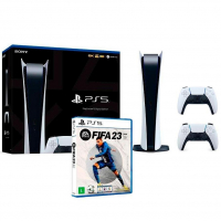 Console Sony PlayStation 5 Edição Digital, Com Controle + FIFA 23 + Controle Sem Fio PS5 (2) na KaBuM!