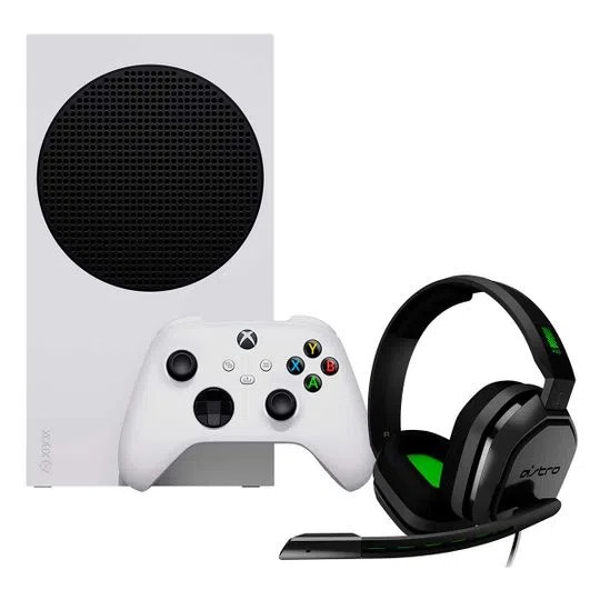 Console Xbox Series S 500GB 1 Controle Branco + Headset ASTRO Gaming A10 para Xbox, PlayStation, PC, Mac Preto/Verde na Carrefour