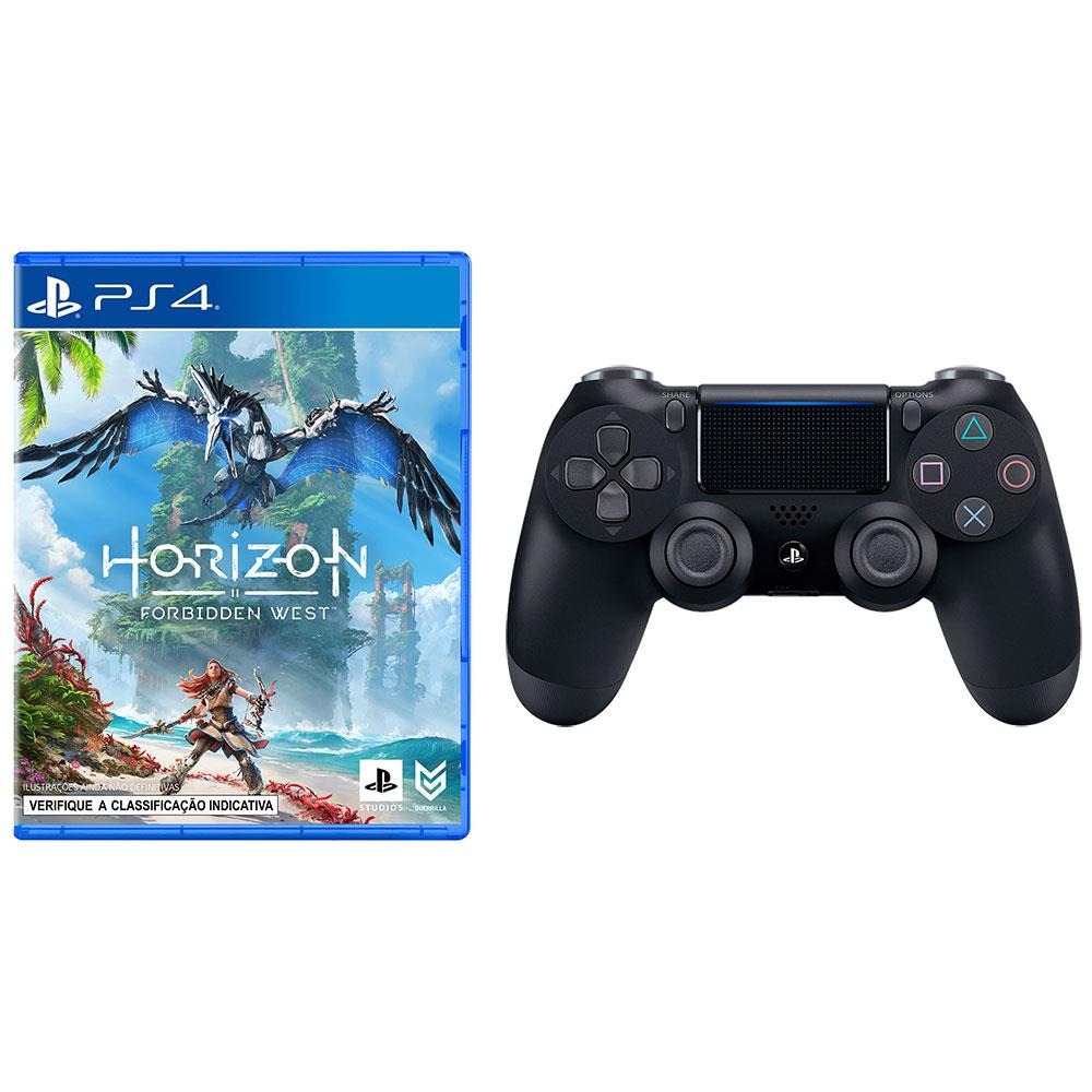Controle sem Fio DualShock 4 Sony PS4 – Jet Black + Jogo Horizon Forbidden West – PS4 na Casas Bahia