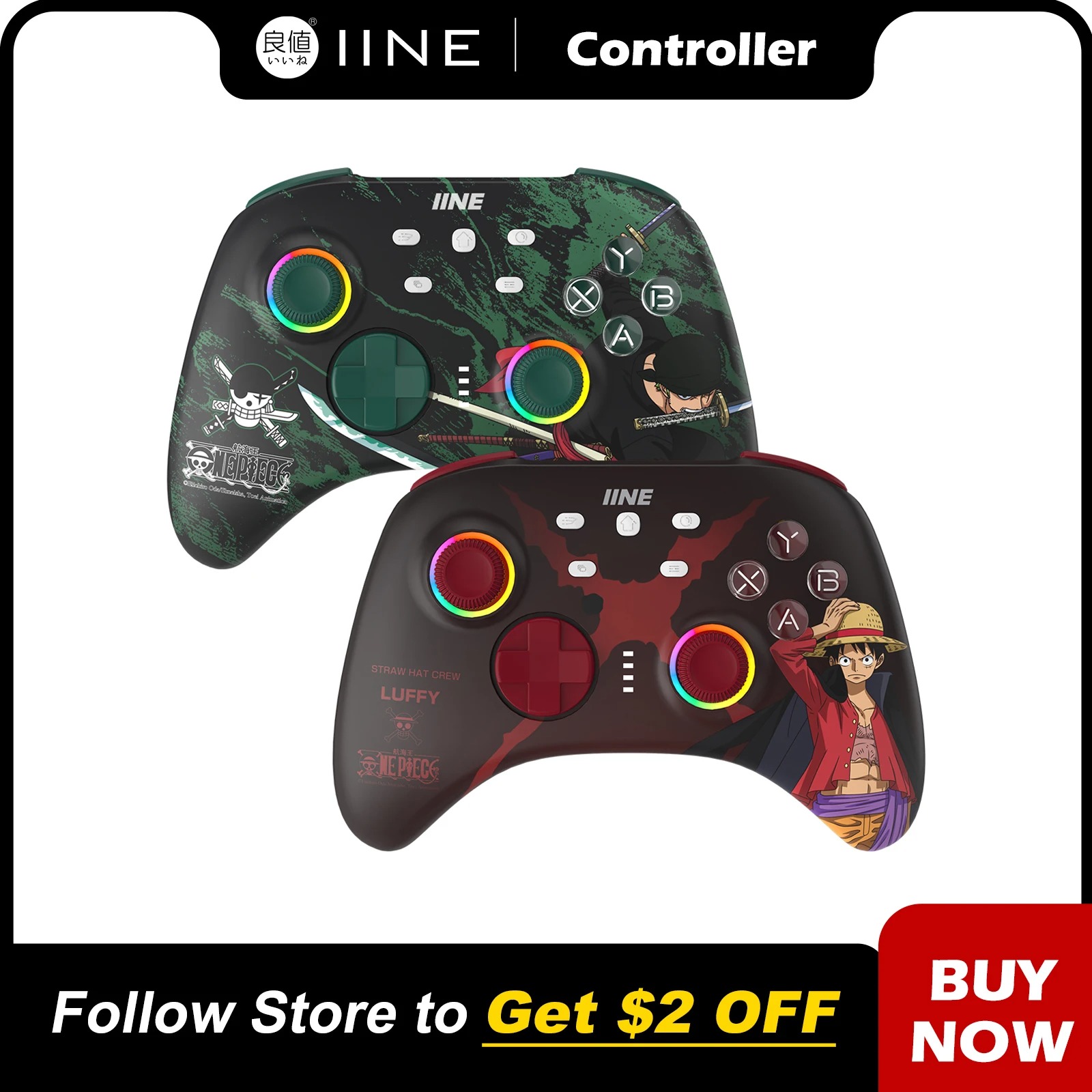 Controle Sem Fio IINE Ares Cartoon One Piece na Aliexpress