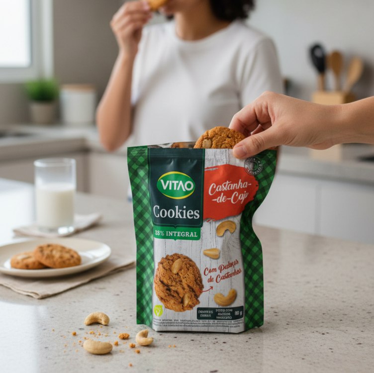Cookies Integrais Castanha de Caju Vitao 80G na Amazon