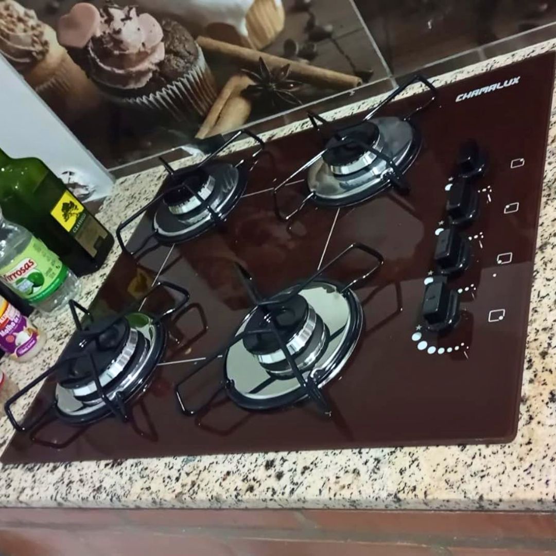 Cooktop 4 bocas Chamalux ultra chama Bivolt Trempe de Chapa Marrom na Amazon