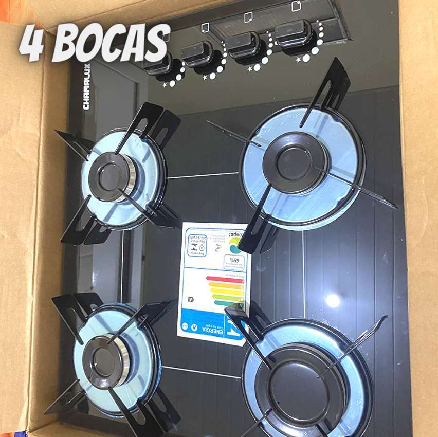 Cooktop 4 bocas Chamalux ultra chama preto Bivolt. TC na Amazon