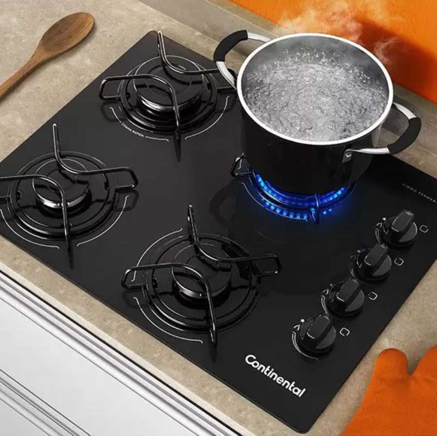 Cooktop 4 Bocas Continental a Gás GLP Preto – KC4GP na Magazine Luiza