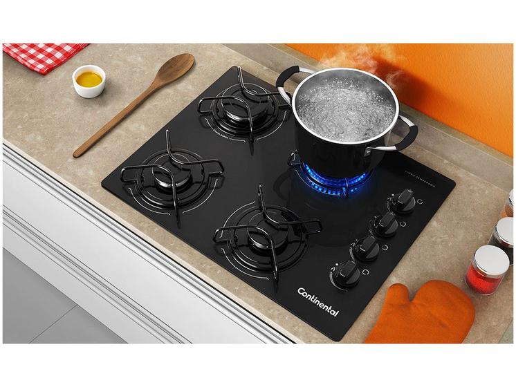 Cooktop 4 Bocas Continental a Gás GLP Preto na Magazine Luiza