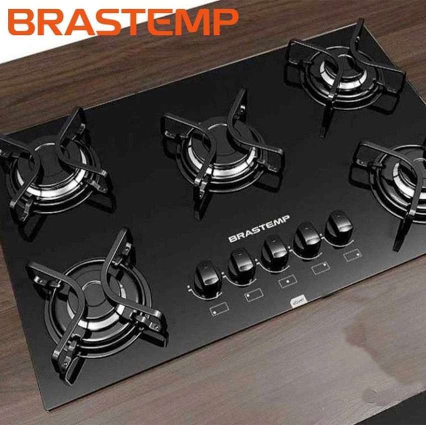 Cooktop 5 bocas Brastemp com grades piatina e acendimento automático – BDD75AE na Brastemp
