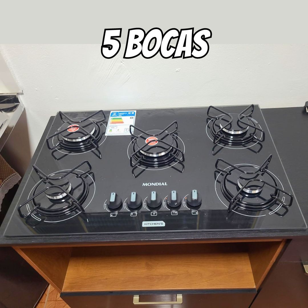 Cooktop a Gás, 5 Bocas, Mondial, Preto/Inox, Bivolt – CTG-02 na Amazon