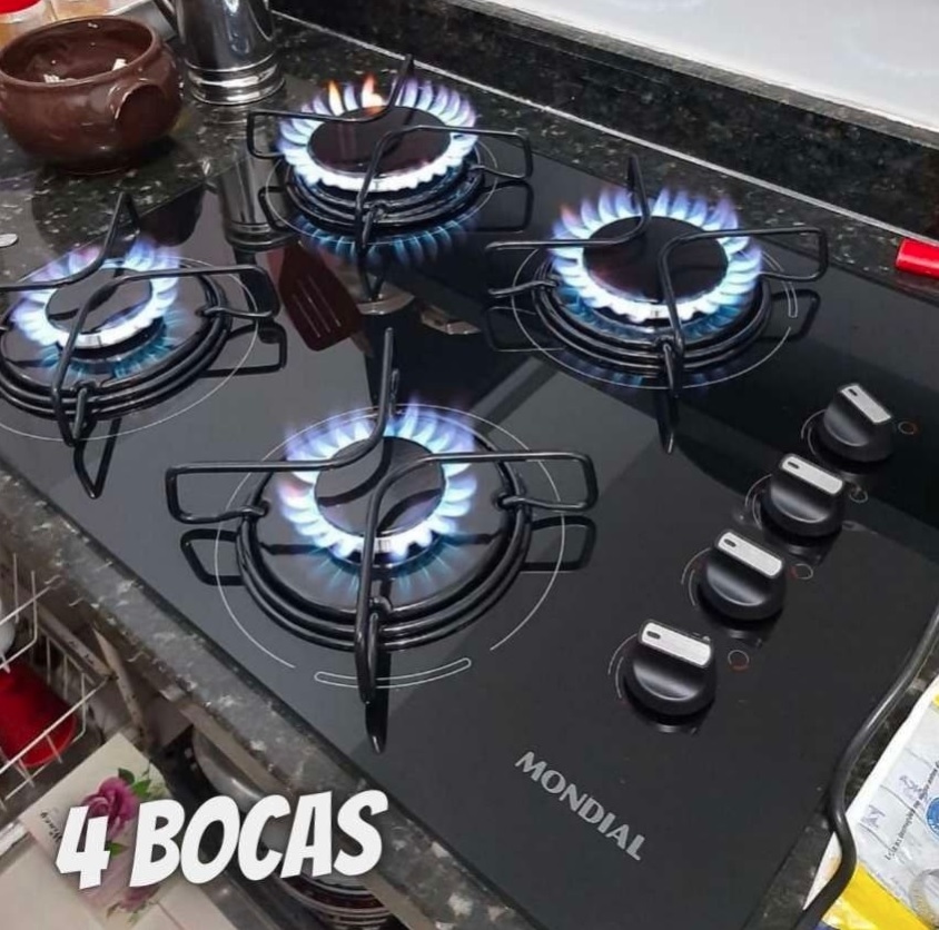 Cooktop a Gás Mondial, 4 Bocas, Bivolt, Preto/Inox – CTG-01 na Magazine Luiza
