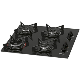 Cooktop Fit Line Fischer 4 Bocas Vidro Preto Chama Rápida Bivolt na Casa e Vídeo