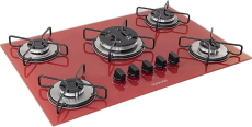 Cooktop Tri-chama Central 5 Bocas Esmaltado Vermelho a Gás – SUGGAR – FG5305AVM na Amazon