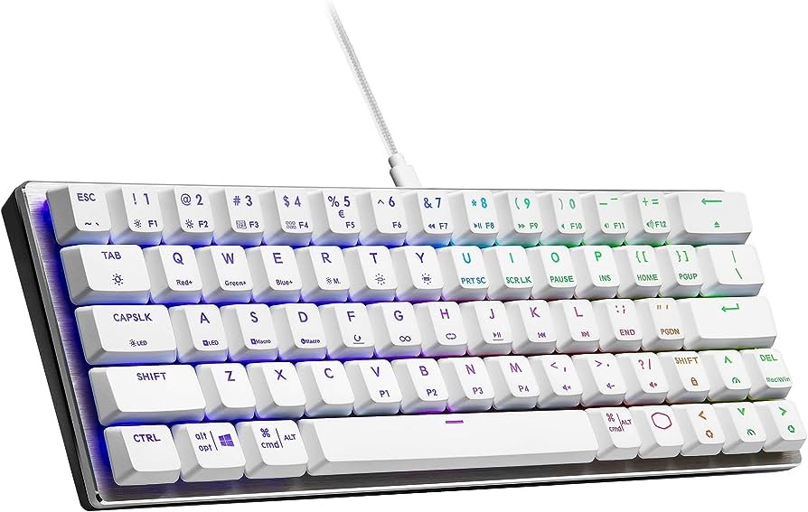 Cooler Master Teclado mecânico SK620 60% prata branco com interruptores vermelhos de perfil baixo, teclas novas e melhoradas, e design de alumínio escovado na Amazon