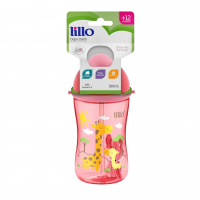Copo Cantil Decorado Com Canudo Silicone - Lillo, Rosa, 390 Ml na Amazon