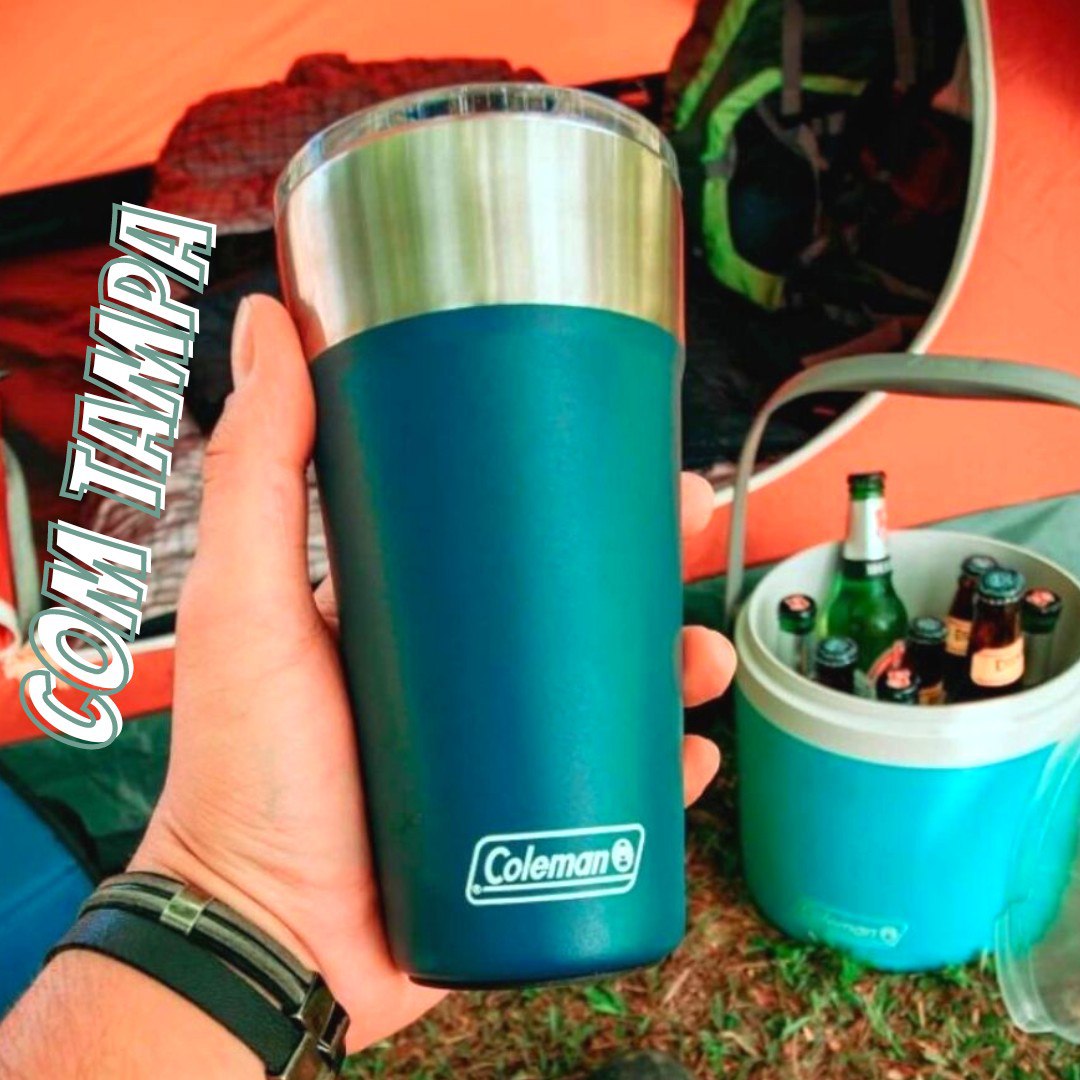 Copo Térmico com Tampa 600 ml Azul Coleman na Amazon
