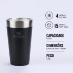 Copo Térmico de Cerveja Isolado, 473 ml, Copo Empilhável para Bebidas Quentes ou Frias, Matte Black 2.0 na Amazon