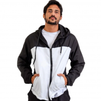 Corta Vento Lisa Jaqueta Masculina Para Motoqueiro Basica - Preto+Branco na Netshoes