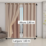 Cortina Para Sala Quarto Blackout Blecaute Com Tecido Voil 2,80M X 1,60M (Avelã) na Amazon