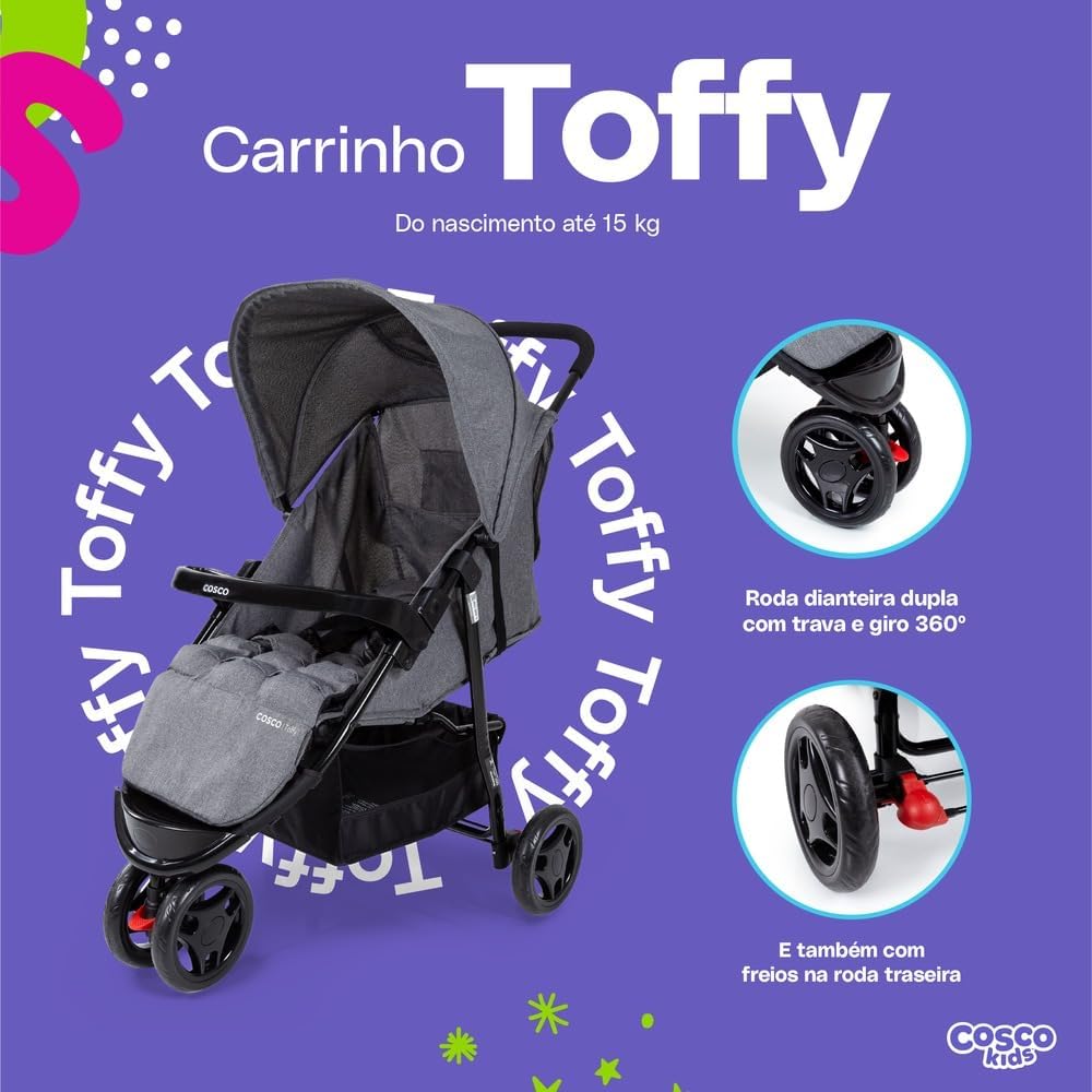 Cosco Kids, Carrinho de Bebê Toffy, Cinza Mescla na Amazon