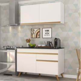 Cozinha Compacta 2 Peças com Armário + Balcão MP3687 Veneza GW Branca - Multimóveis na MadeiraMadeira
