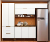 Cozinha Compacta Bartira Topázio UP – Damasco/Branco Fosco na Casas Bahia