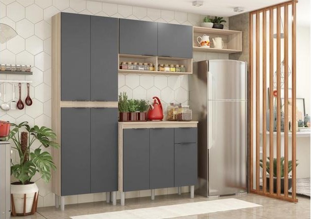 Cozinha Compacta Demóbile Dalu 6 Portas + Balcão – de Cozinha com Tampo para Cooktop na Magazine Luiza