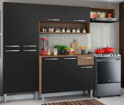 Cozinha Compacta Madesa Emilly Top com Armário e Balcão – Rustic/Preto – Preto na Casas Bahia