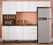 Cozinha Completa Bartira Joy com 11 Portas, 2 Gavetas, 5 Prateleiras e Nicho para Micro-ondas – 244,5cm de largura na Casas Bahia