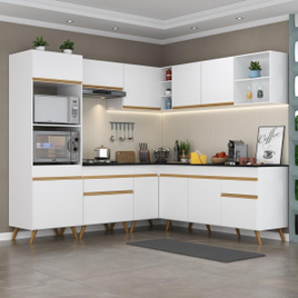 Cozinha Completa de Canto Veneza GW MP2045 com Armário e Balcão Branca - Multimóveis na Casas Bahia