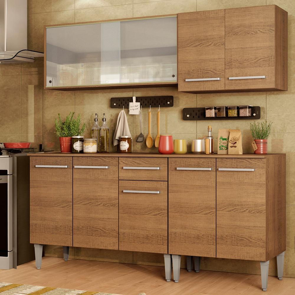 Cozinha Completa Madesa Emilly Box com Balcão e Armário Vidro na Magazine Luiza