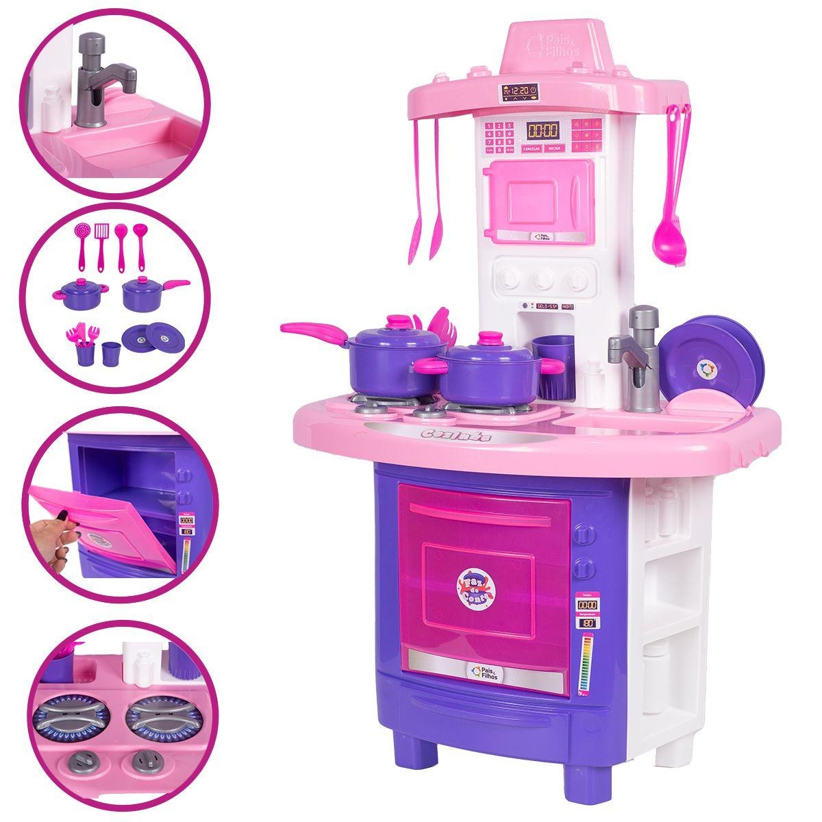 Cozinha Infantil Fogão Brinquedo Completa Pia Sai Água Interativa Grande – Pais&Filhos na Magazine Luiza