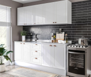 Cozinha Pérola com Rodapé 4 Peças Aéreos com 5 Portas, Balcão 2 Gavetas 3 Portas e Balcão 2 Portas Y Branco na Amazon