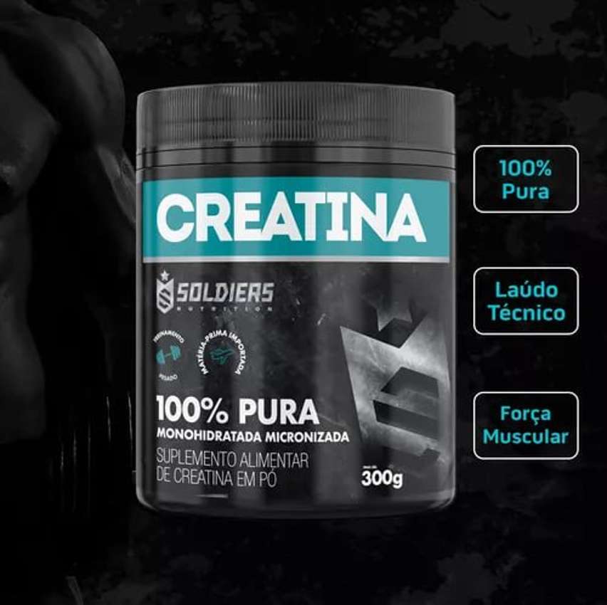 Creatina Monohidratada Pote 300g – 100% Pura Importada – Soldiers Nutrition na Amazon