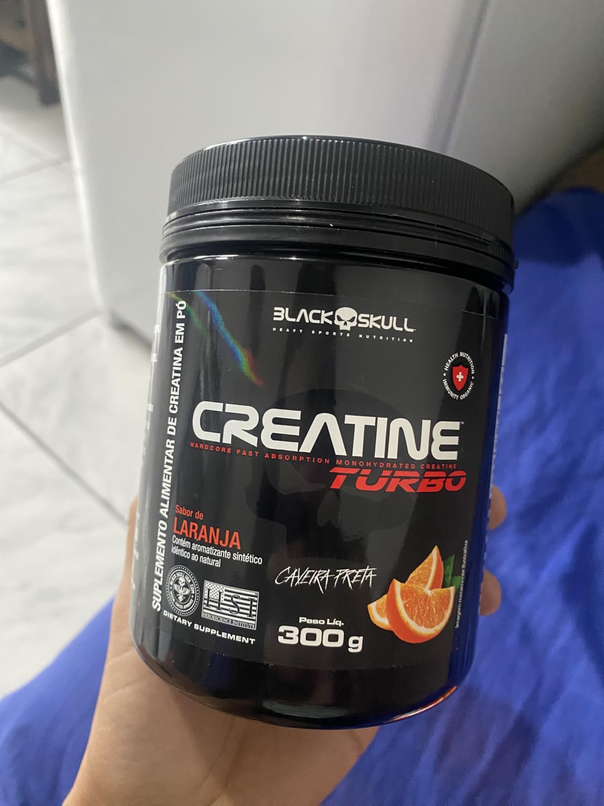 Creatine Turbo BlackSkull – Creatina Monohidratada em pó, com carboidrato para melhor absorção e performance (300g Pote, Laranja) na Amazon