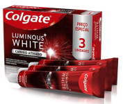 Creme Dental Clareador Colgate Luminous White Carvão Ativado 70g 3 unidades na Amazon
