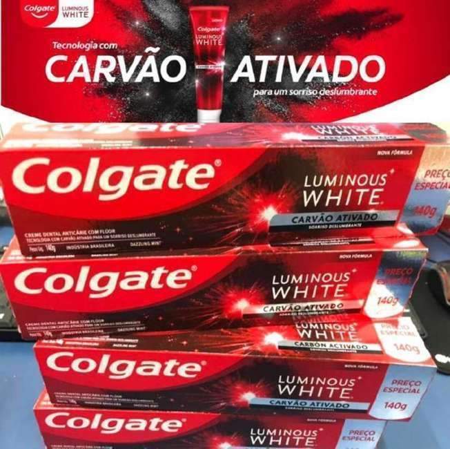 Creme Dental Clareador Colgate Luminous White Carvão Ativado 70g 4 unidades na Amazon