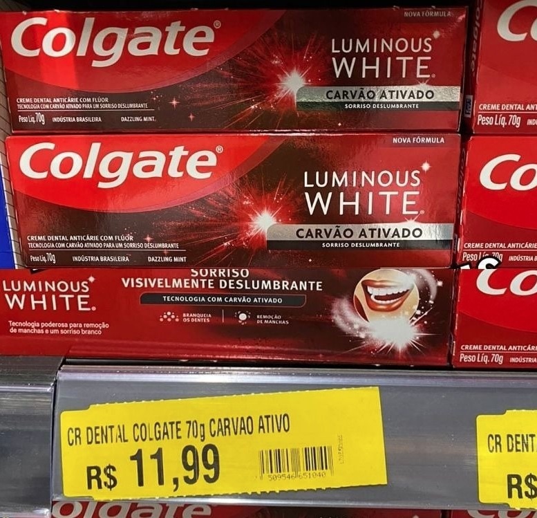 Creme Dental Colgate Luminous White Carvão Ativado 70G, Colgate, 70g na Amazon