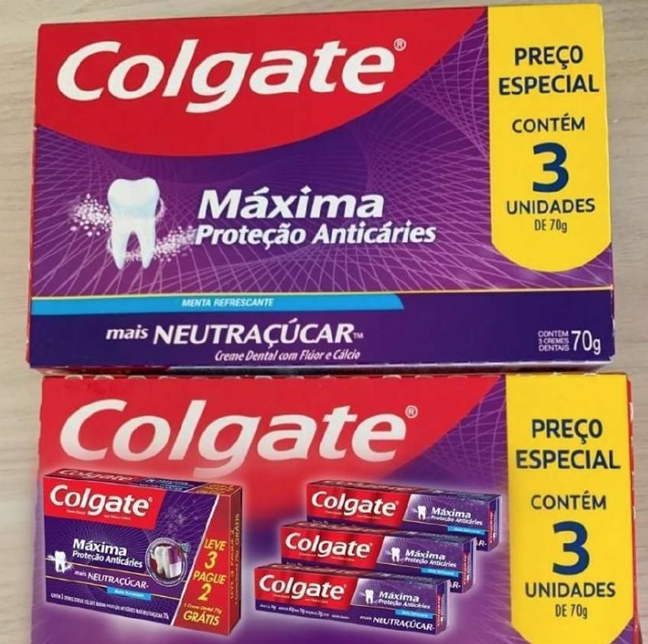 Creme Dental Colgate Máxima Proteção Anticáries mais Neutraçúcar 70g Promo Leve 3 Pague 2 na Amazon