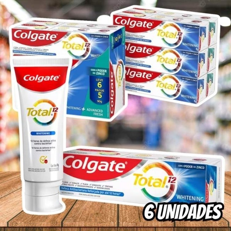 Creme Dental Para Branqueamento Colgate Total 12 Whitening & Advanced Fresh 90g Promo Leve 6 pague 5 na Amazon