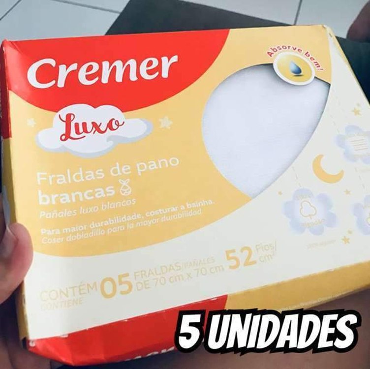 Cremer Fralda Luxo Branca 70 X 70 Cm Pc Com 5 Unidades na Amazon