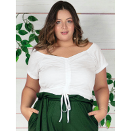 Cropped Branco com Cordão Ajustável Plus Size na Posthaus