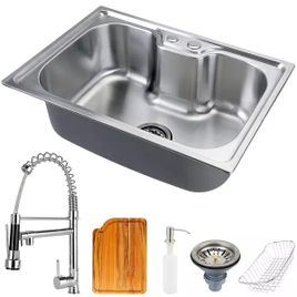 Cuba Para Cozinha Gourmet Pia Aço Inox Com Acessórios E Tábua De Corte Nawa 50 Cm E Torneira Gourmet Munim Pingoo.cas na Leroy Merlin