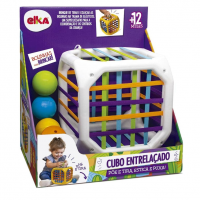 Cubo Entrelaçado, Elka, Cubo Branco Com Elásticos Coloridos/bolinhas Amarela, Azul, Laranja, Verde na Amazon