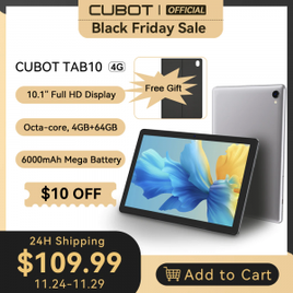 Cubot TAB 10 Tablet Android 11 Octa-core tablet 10 polegadas FHD + Display 6000mAh 4GB+64GB na Aliexpress