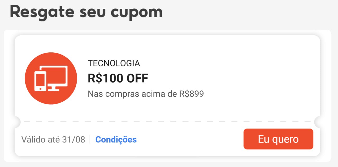 Cupom R$100 Off em Tecnologia na Shopee na Shopee