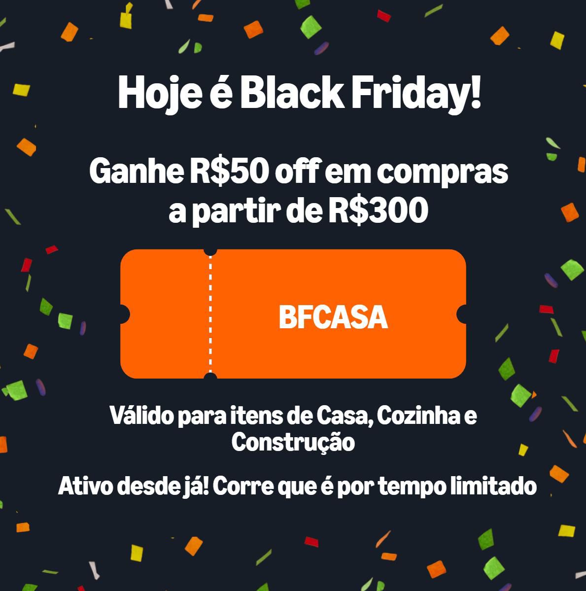 Cupom R$50 OFF em compras acima de R$300 – Casa, Cozinha e Construção na Amazon na Amazon
