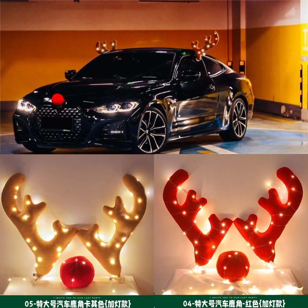 Decoração de carro chifre de Natal 4S loja exposição carro vestido chifre chifre de Natal decoração de carro chifre de alce chifre de veado nova 2HHM na Shopee