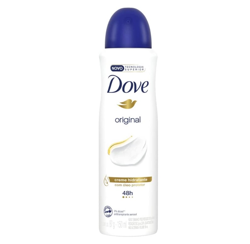 Desodorante Antitranspirante Aerosol Dove Original 150ml (A embalagem pode variar) na Amazon