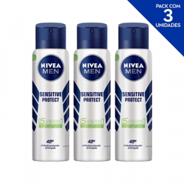 Desodorante Antitranspirante Aerosol Nivea Men Sensitive Protect 150ml - 3 Unidades na Americanas