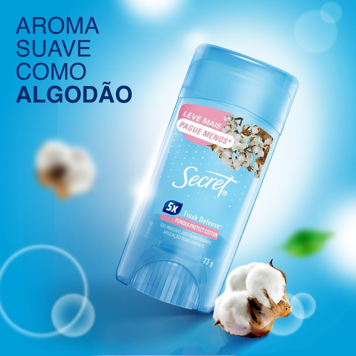 Desodorante em Gel Antitranspirante Secret Powder Protect Cotton 73g na Amazon