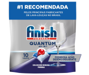 Detergente para Lava Louças em tabletes Finish Quantum All in 1 – 10 unidades na Amazon