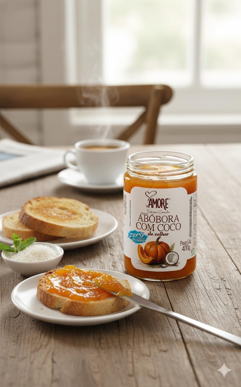 Doce de Abóbora crem. com coco zero adição de açúcares de colher – RB Amore – 400g na Amazon